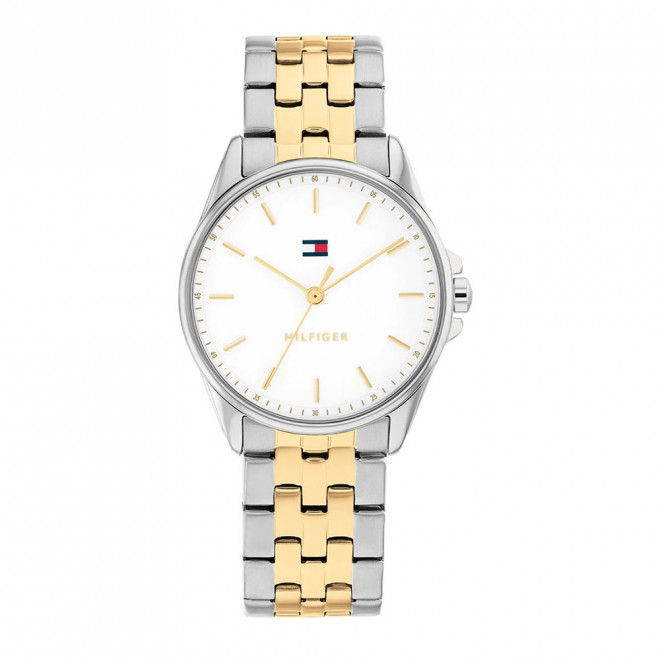 TOMMY HILFIGER Jade 1782855 Γυναικείο Quartz Λευκό Καντράν Δίχρωμο Ασημί Χρυσό Μπρασελέ