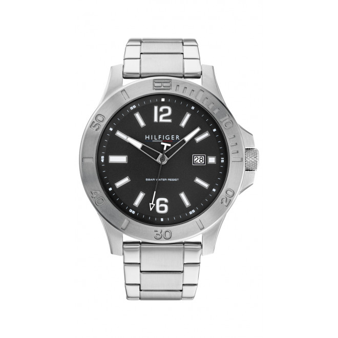 TOMMY HILFIGER Ryan 1791995 Ανδρικό Ρολόι Quartz Μαύρο Καντράν Ασημί Μπρασελέ