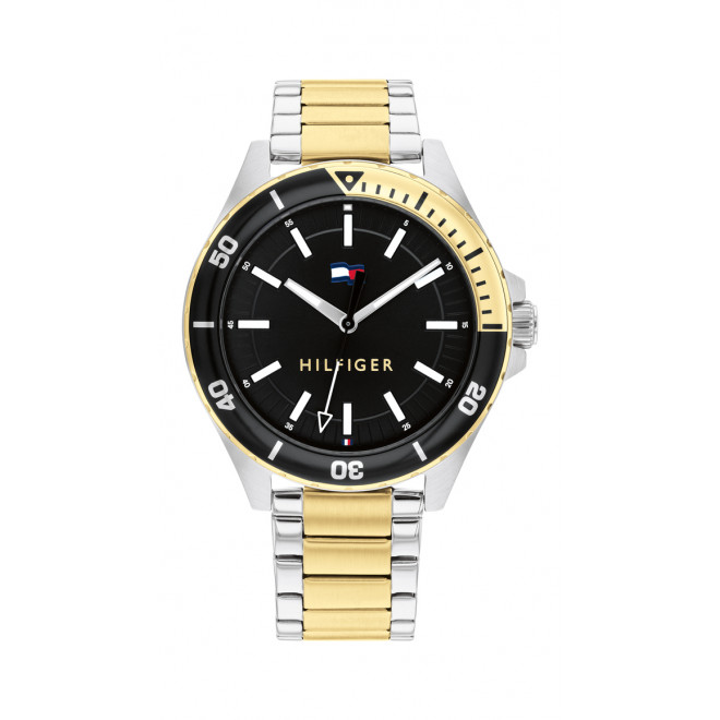 TOMMY HILFIGER Logan 1792013 Ανδρικό Quartz Μαύρο Καντράν Δίχρωμο Ασημί Χρυσό Μπρασελέ