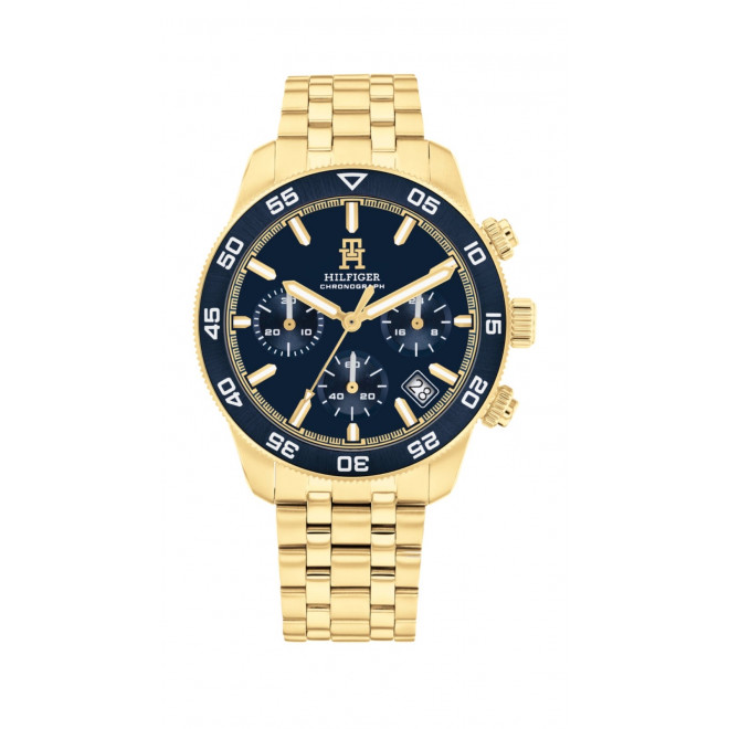 TOMMY HILFIGER TH85 1792158 Ανδρικό Quartz Chronograph Μπλε Καντράν Χρυσό Μπρασελέ