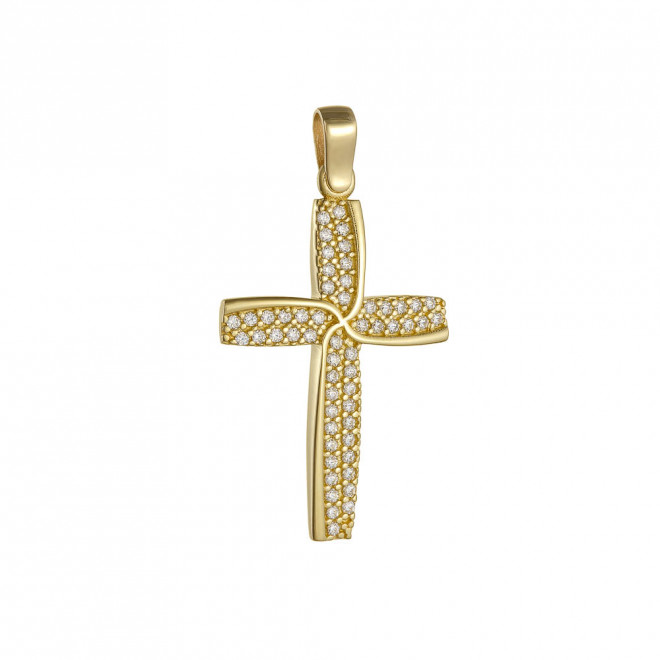 Σταυρός Γυναικείος Πολύπετρος Λουστρέ Χρυσός 14Κ