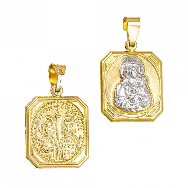 Φυλαχτό Παναγίτσα Διπλής Όψεως Δίχρωμη 14K