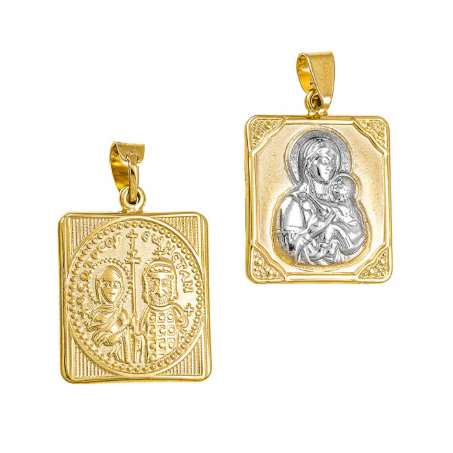 Φυλαχτό Παναγίτσα Διπλής Όψεως Δίχρωμη 14K