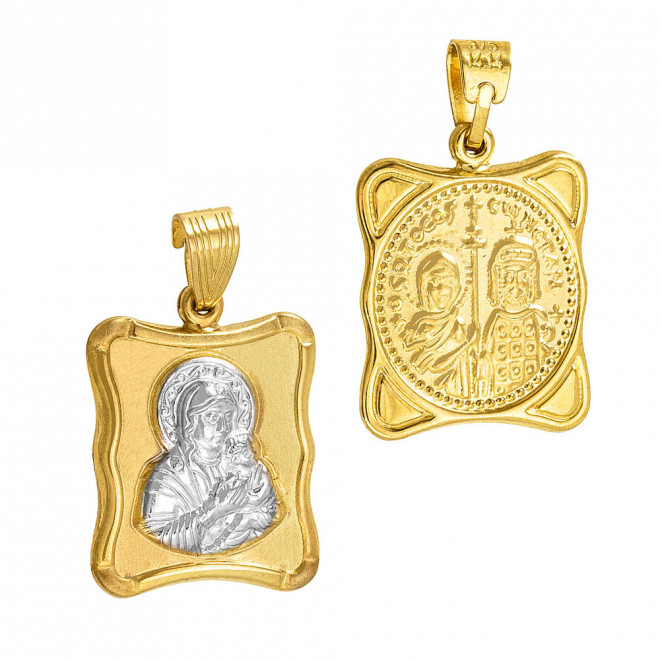 Φυλαχτό Παναγίτσα Διπλής Όψεως Δίχρωμη 14K